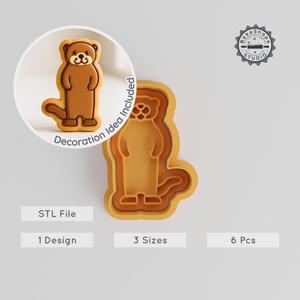 Otter Shape Cutter & Stamp Set, Cookie & Fondant Decor, Marine & River Animal, 3 Sizes S/M/L PRODUCT_1119
