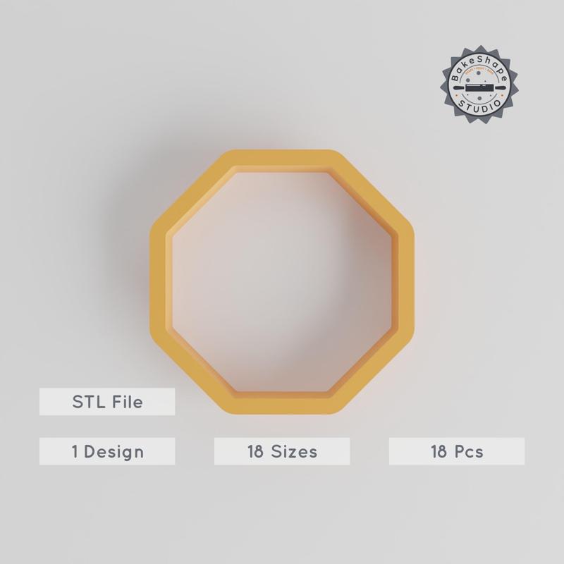 Octagon Shape Cutter Set, 18 Sizes, Perfect for Cookies, Fondant & Clay, Eight Sided Geometric 3D Print Design PRODUCT_1165