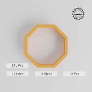Octagon Shape Cutter Set, 18 Sizes, Perfect for Cookies, Fondant & Clay, Eight Sided Geometric 3D Print Design PRODUCT_1165