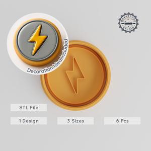 Energy Shape Cutter & Stamp, Cookie & Fondant Tool Set, Power-Up Bolt Design, Multi-Size (S/M/L) PRODUCT_8