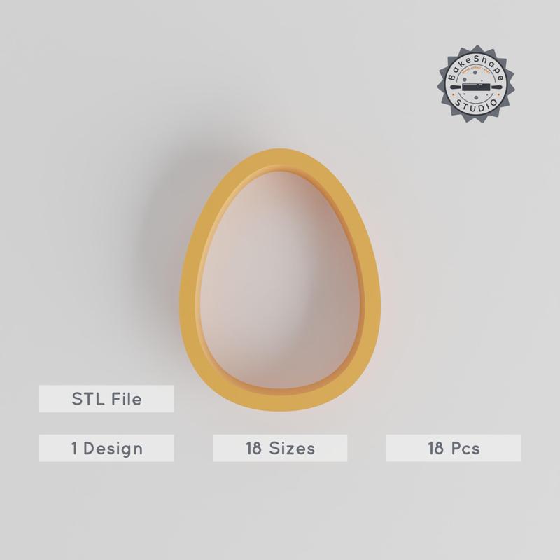 Egg Shape Cutter Set, 18 Sizes, Perfect for Cookies, Fondant & Clay, Oval Geometric Design PRODUCT_1169