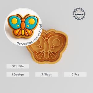 Butterfly Shape Cutter & Stamp Set, Perfect for Cookies & Fondant, S/M/L Sizes, 6-Piece Nature Insect Wings Collection PRODUCT_786