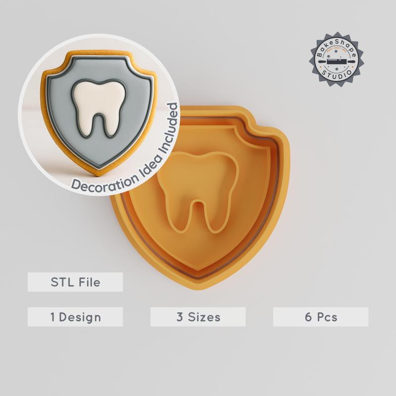 Plaque Shape Cutter & Stamp Set, Perfect for Cookies & Fondant, Small/Medium/Large, Oral Care & Dental Hygiene Theme PRODUCT_505