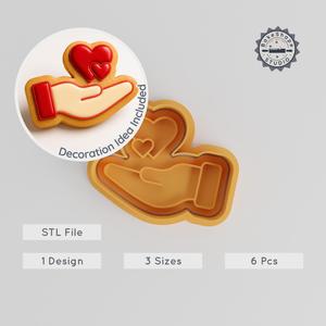 Gift Love Heart Shape Cutter & Stamp Set, Perfect for Cookies & Fondant, Includes 6 Pieces, 3 Sizes PRODUCT_30
