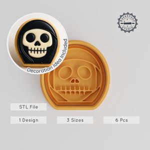 Grim Reaper Cutter & Stamp Set, Halloween Cookie & Fondant Tool, Spooky 3 Size Pack, Horror Craft Design, Scary Baking Decor PRODUCT_967
