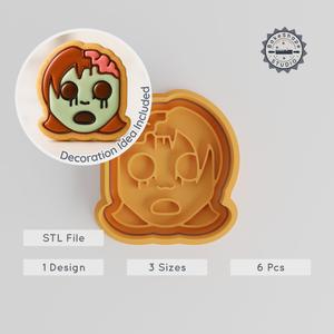 Zombie Girl Cookie Cutter & Stamp Set, Perfect for Cookies & Fondant, Includes 3 Sizes, Halloween Horror Decor PRODUCT_978