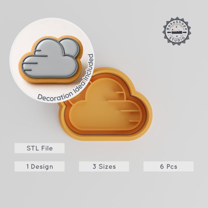Weather Cookie Cutter & Stamp Set, Cloudy & Sunny Designs, 6 Piece, S/M/L Sizes, Perfect for Fondant & Baking PRODUCT_495