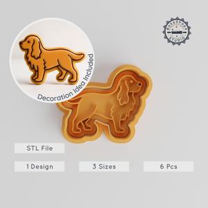 Cocker Spaniel Cookie & Fondant Cutter Set, Includes Stamp, 6 Piece Pack, Dog Animal Breed, Pet Puppy Design, S/M/L Sizes PRODUCT_268