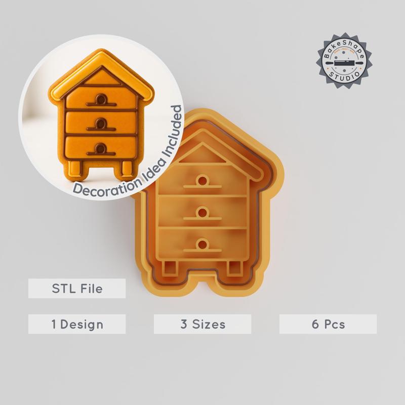 Apiary Cookie Cutters & Stamps, Honeycomb Bee Farm Design, Fondant S/M/L, 6-Piece Set PRODUCT_332