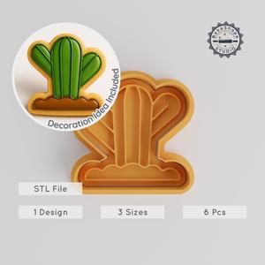 Cactus Shape Cutter & Stamp Set, 3 Sizes, Perfect for Cookies & Fondant, Desert Plant Baking Tool Collection PRODUCT_343
