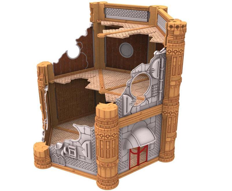 Modular building - Ruins of Tenkyo sample - 4 Printing options -> Resin / PLA