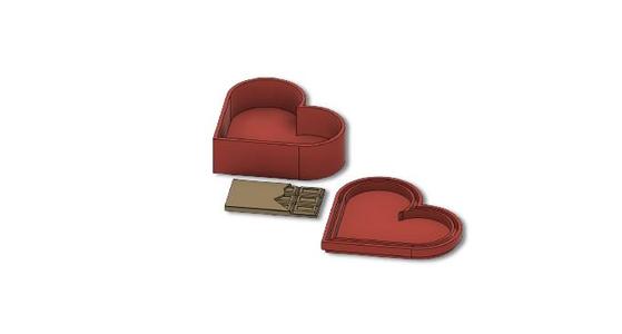 Heart shaped box with Chocolate bar that fits inside 