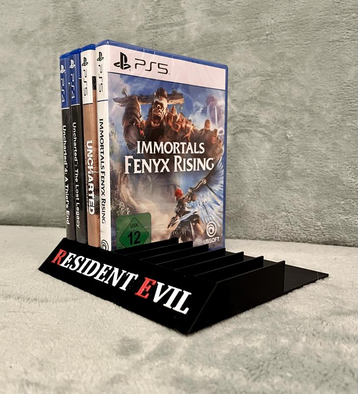 Resident Evil PlayStation 4 /5  Spieleständer, Vitrinenschuber, PS4, PS5 MMU und Single Version