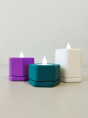 Customizable hexagonal candle holder.
