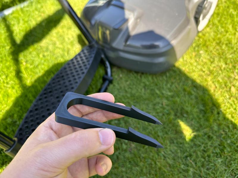 Trampoline ladder anchor for automower