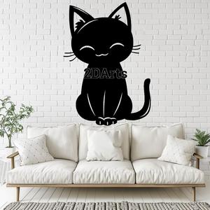 Happy Cat 2D Wall Art/Window Art - Digital STL & SVG Files for 3D Printing and Laser Cutting