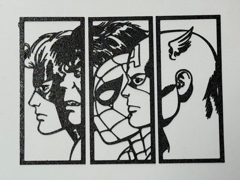 superhero silhouette 3 parts (wall art)