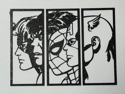 superhero silhouette 3 parts (wall art)