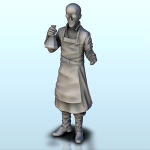Bald scientist with vial 10 (+ supported version) - Post-Apo Zombies universe 15mm 20mm 28mm 32mm 42mm