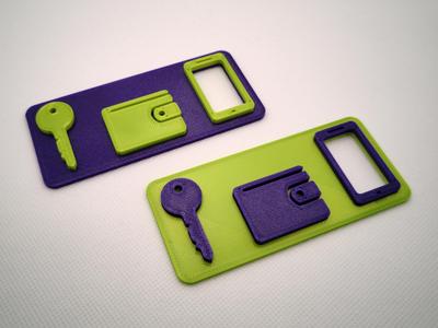 Key, wallet, phone reminder sign