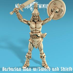 Barbarian Hero with Sword and Shield - Savage Warcry STL Miniature