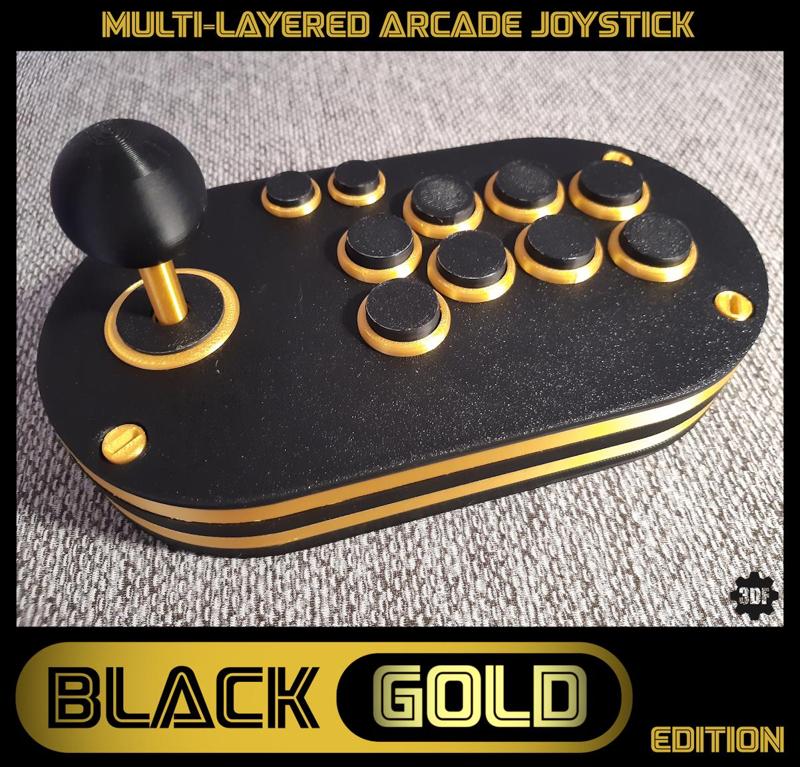 Multi-Layered Arcade Joystick - Black Gold Edition (10 or 8 Button)