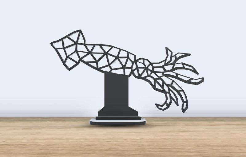 Geometric Low Poly - Squid - With Stand