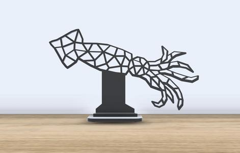 Geometric Low Poly - Squid - With Stand