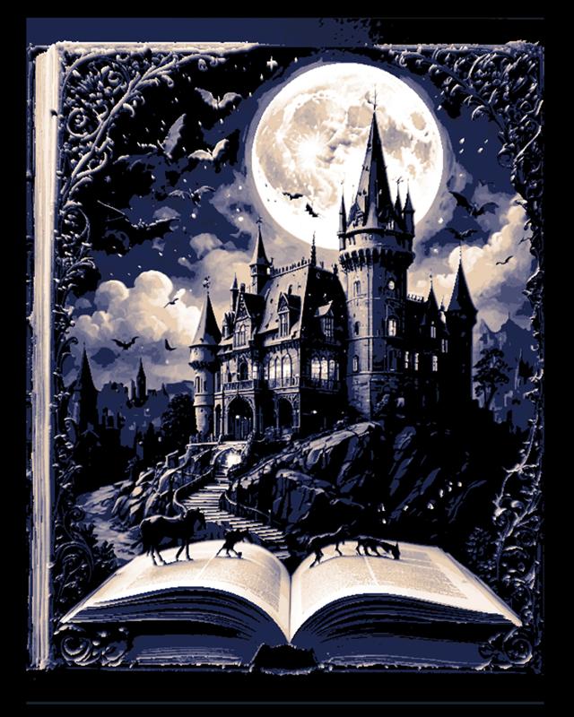 The imagination conjures the villain's castle at midnight - #9 in the open book series