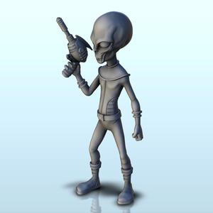 Alien soldier with laser gun (1) (+ pre-supported version & rounded base) - SF Warhordes ET extraterrest Confrontation