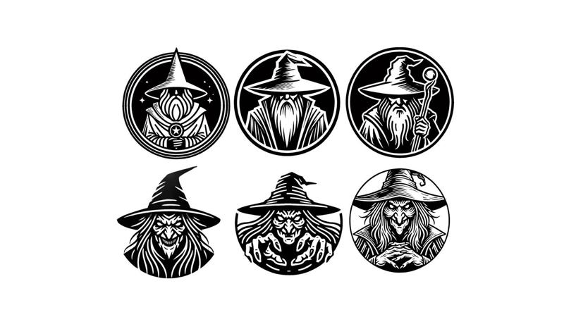 Leather Stamps 85mm Wizards and Wicked Witches #1