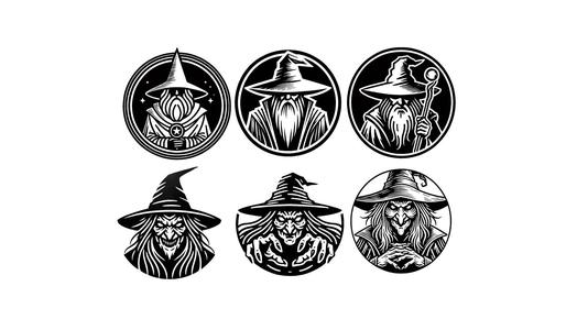 Leather Stamps 85mm Wizards and Wicked Witches #1