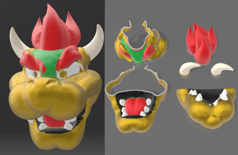 Bowser Mask in small printable Parts