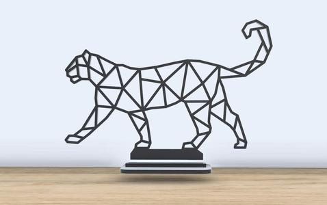 Geometric Low Poly - Cougar - With Stand