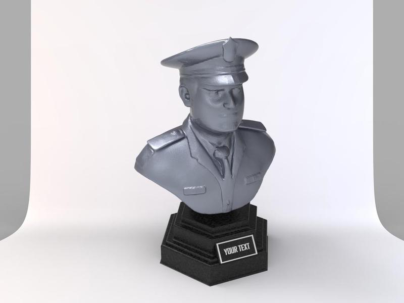 Police Man Bust With Custom Text