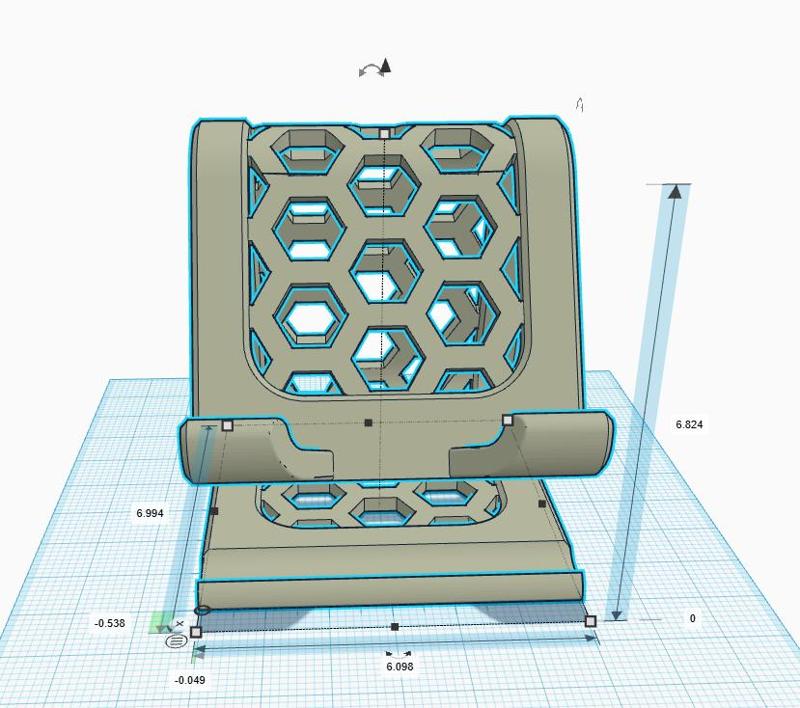 Hexagon Phone/tablet stand with built in pen holder