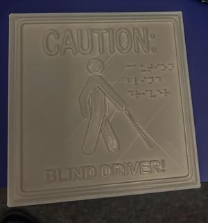 CAUTION BLIND DRIVER SIGN