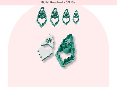 Gnome 2 parts Clay Cutter for Polymer Clay | Digital STL File | Clay Tools | 4 Sizes Christmas Clay 
