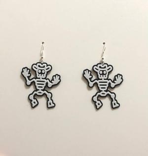 Earring pendant skull dance with a hat