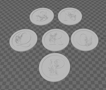 Floral Letter Coasters N-S