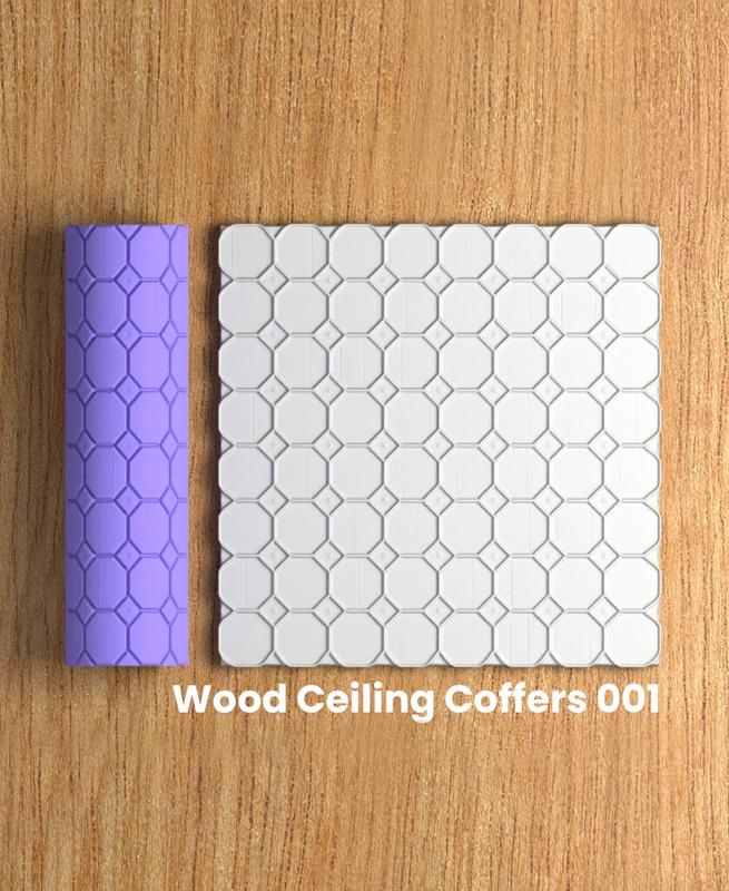 Collection Lemon | Wood Ceiling Coffers 001 | Polymer Clay Seamless Texture Roller