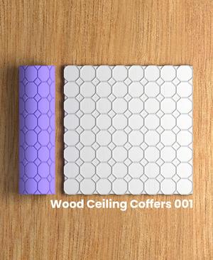 Collection Lemon | Wood Ceiling Coffers 001 | Polymer Clay Seamless Texture Roller