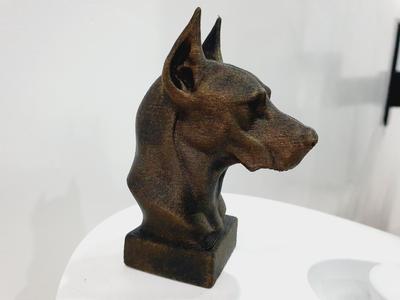Doberman Bust Sculpture Dog