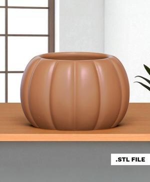 Minimal Pumpkin Planter – Stylish Seasonal STL File (POT24)