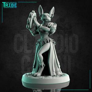 (0211) Female Rabbitfolk bard gypsy with tambourine