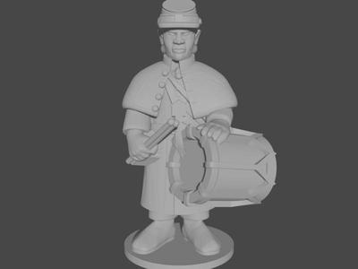 10-15mm American Civil War Drummers in Greatcoats Idle Pose 2 UA-58