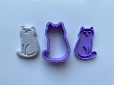 Cute cat clay cutter and embossing stamp