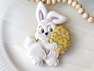 Easter Bunny with egg Cookie cutter & Stamp 