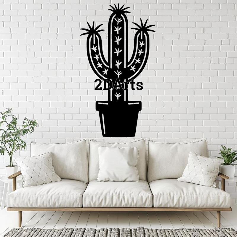 Cactus 2D Wall Art/Window Art - Digital STL & SVG File for 3D Printing or Laser Cutting