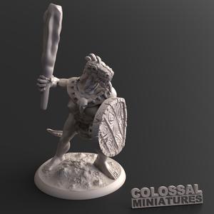 Lizardfolk Female Club and Shield A
